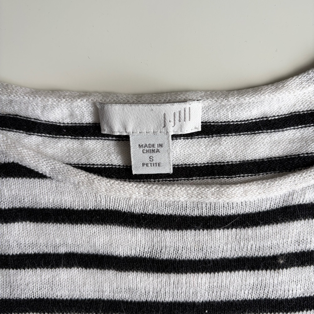 J. Jill Linen Black & White Striped Top - Picture 2 of 6